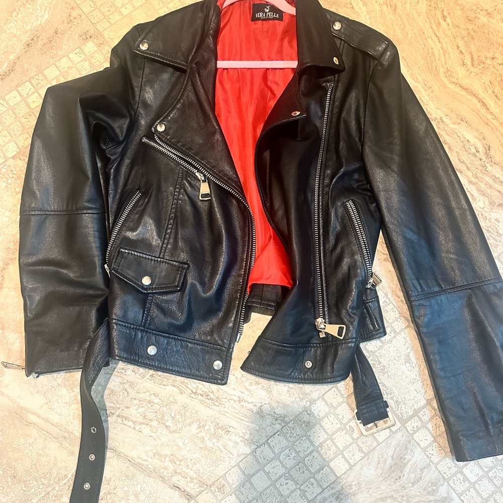 Black Leather Motorcycle Jacket purchased in Italy
